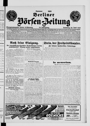 Berliner Börsen-Zeitung vom 28.06.1931