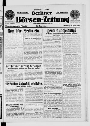 Berliner Börsen-Zeitung vom 29.06.1931
