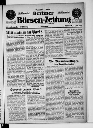 Berliner Börsen-Zeitung vom 01.07.1931