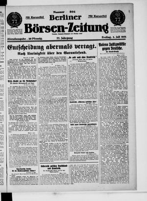 Berliner Börsen-Zeitung vom 03.07.1931