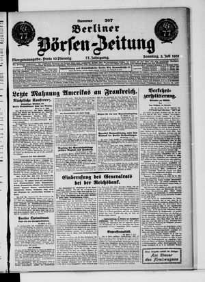 Berliner Börsen-Zeitung vom 05.07.1931
