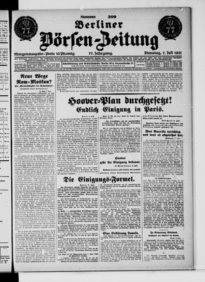Berliner Börsen-Zeitung vom 07.07.1931