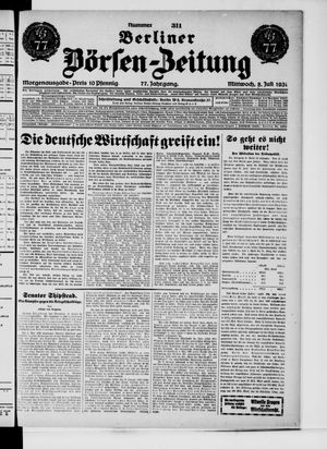 Berliner Börsen-Zeitung vom 08.07.1931