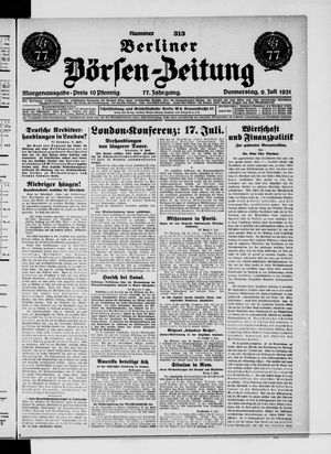 Berliner Börsen-Zeitung vom 09.07.1931