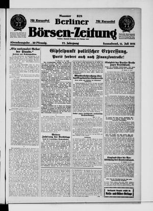 Berliner Börsen-Zeitung vom 11.07.1931