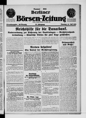 Berliner Börsen-Zeitung vom 13.07.1931