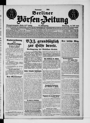 Berliner Börsen-Zeitung vom 14.07.1931