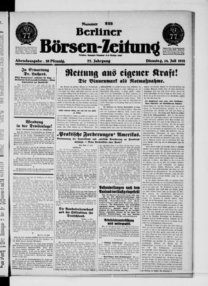 Berliner Börsen-Zeitung vom 14.07.1931