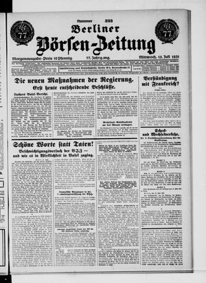 Berliner Börsen-Zeitung vom 15.07.1931