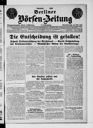 Berliner Börsen-Zeitung vom 16.07.1931