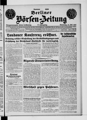 Berliner Börsen-Zeitung vom 21.07.1931