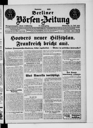Berliner Börsen-Zeitung vom 22.07.1931