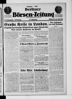 Berliner Börsen-Zeitung vom 22.07.1931
