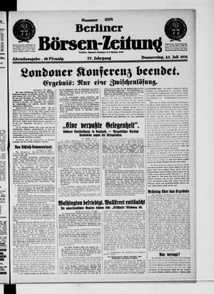 Berliner Börsen-Zeitung vom 23.07.1931