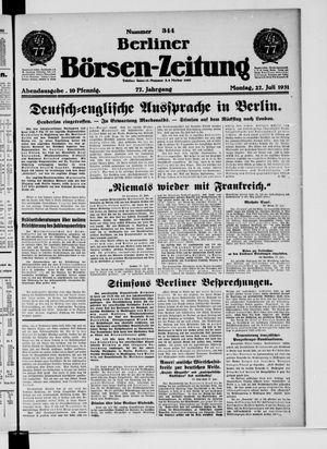 Berliner Börsen-Zeitung vom 27.07.1931