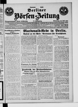 Berliner Börsen-Zeitung vom 28.07.1931