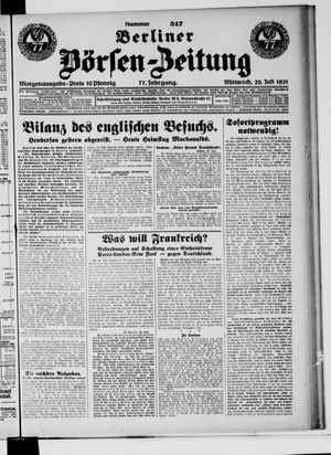 Berliner Börsen-Zeitung vom 29.07.1931
