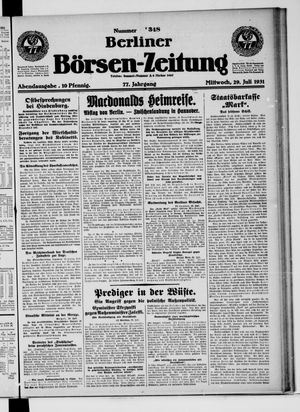 Berliner Börsen-Zeitung vom 29.07.1931