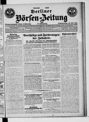 Berliner Börsen-Zeitung vom 30.07.1931