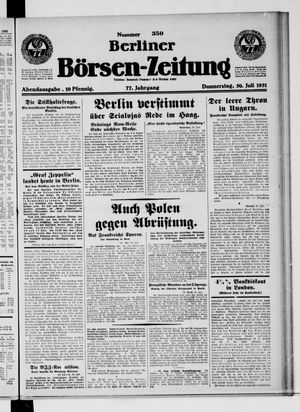 Berliner Börsen-Zeitung vom 30.07.1931