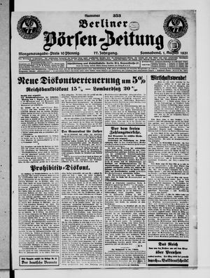 Berliner Börsen-Zeitung vom 01.08.1931