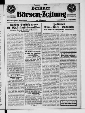 Berliner Börsen-Zeitung vom 01.08.1931