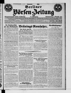 Berliner Börsen-Zeitung vom 06.08.1931