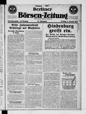 Berliner Börsen-Zeitung vom 07.08.1931