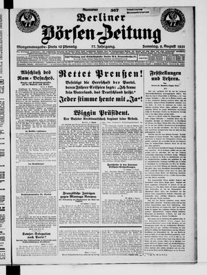 Berliner Börsen-Zeitung vom 09.08.1931