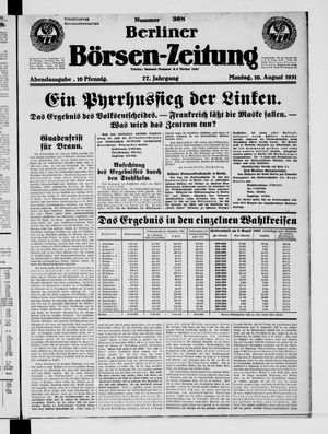 Berliner Börsen-Zeitung vom 10.08.1931