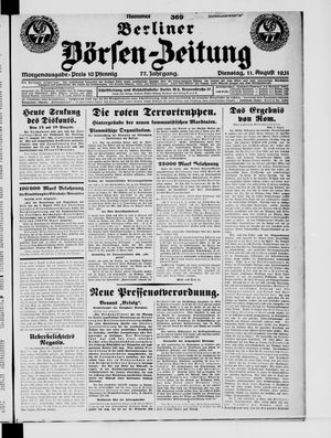 Berliner Börsen-Zeitung vom 11.08.1931
