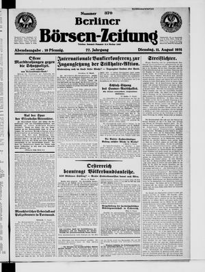 Berliner Börsen-Zeitung vom 11.08.1931