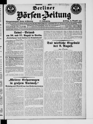 Berliner Börsen-Zeitung vom 14.08.1931