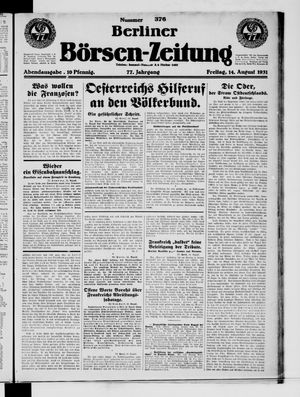 Berliner Börsen-Zeitung vom 14.08.1931
