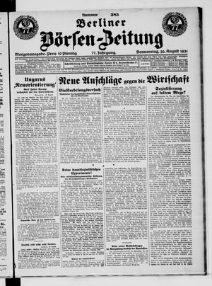 Berliner Börsen-Zeitung vom 20.08.1931
