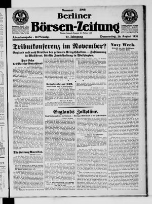 Berliner Börsen-Zeitung vom 20.08.1931