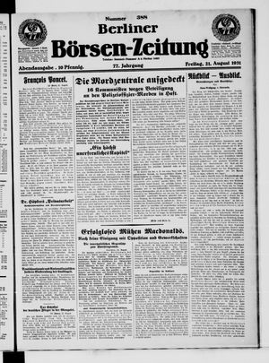 Berliner Börsen-Zeitung vom 21.08.1931