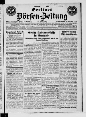 Berliner Börsen-Zeitung vom 22.08.1931