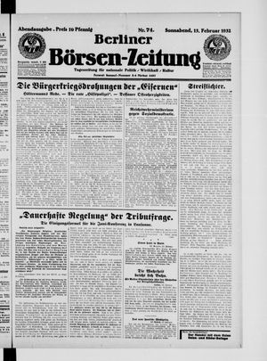 Berliner Börsen-Zeitung on Feb 13, 1932