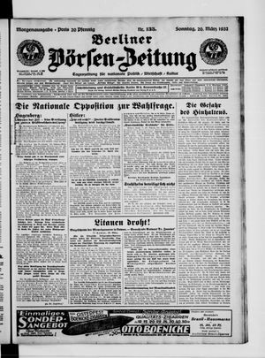 Berliner Börsen-Zeitung vom 20.03.1932