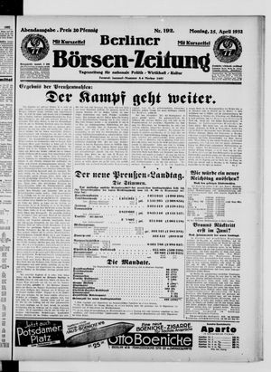 Berliner Börsen-Zeitung vom 25.04.1932