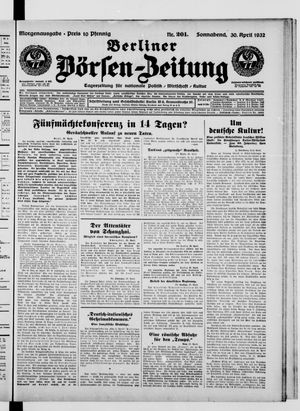 Berliner Börsen-Zeitung vom 30.04.1932