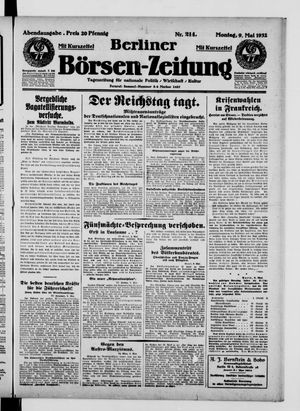 Berliner Börsen-Zeitung vom 09.05.1932