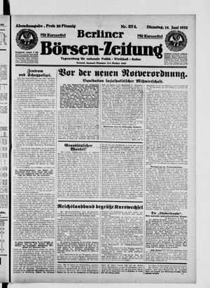 Berliner Börsen-Zeitung vom 14.06.1932