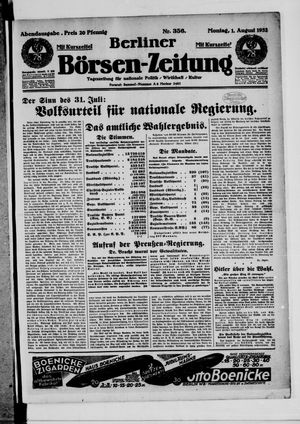 Berliner Börsen-Zeitung vom 01.08.1932