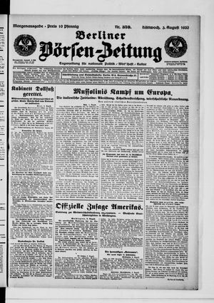Berliner Börsen-Zeitung vom 03.08.1932