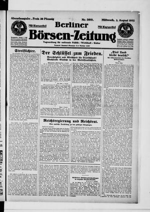 Berliner Börsen-Zeitung vom 03.08.1932