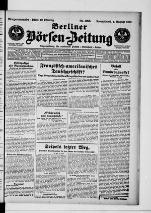 Berliner Börsen-Zeitung vom 06.08.1932