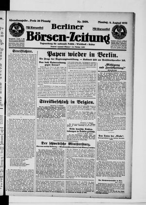 Berliner Börsen-Zeitung vom 08.08.1932