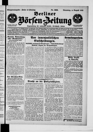 Berliner Börsen-Zeitung vom 09.08.1932